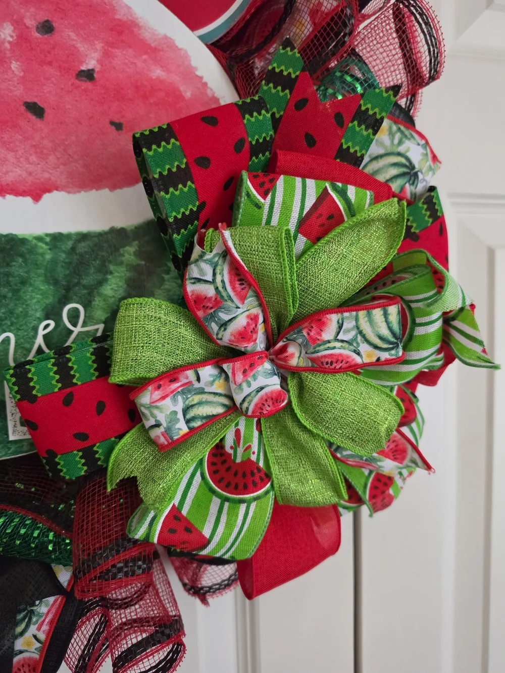 Sweet Summer Time Watermelon Wreath - Green & Pink Home Holiday Decor